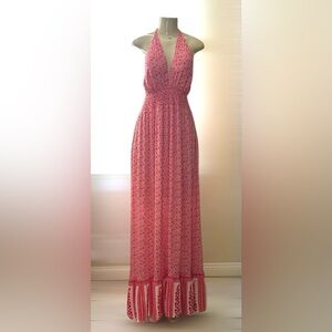 Elegant Red Floral Maxi Dress